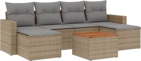 vidaXL Patio Sofa Set 6-θέσια Μίξη μπεζ και ανοιχτό γκρι