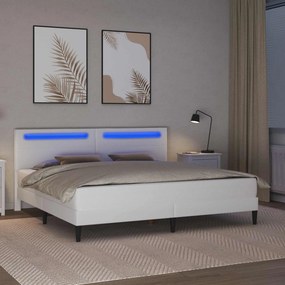 vidaXL Σκελετός Κρεβατιού με κεφαλάρι Λευκό 200 x 200 cm Τεχνητό Δέρμα