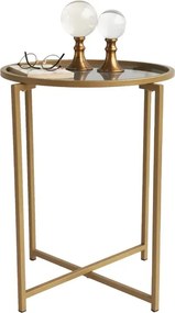 Stewehome Μεταλλικό χρυσό πλαϊνό τραπεζάκι στρογγυλό Χρυσό