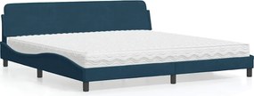 vidaXL Κρεβάτι με Στρώμα Dover Μπλε 200x200 εκ. Βελούδινο