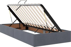 vidaXL LED Κρεβάτι αποθήκευσης με στρώμα Σκούρο Γκρι 200 x 200 cm