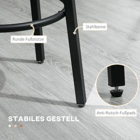 HOMCOM Σετ από 2 σκαμπό μπαρ σε βιομηχανικό στυλ, ατσάλινο πλαίσιο, υποπόδιο, 42 x 42 x 65 cm