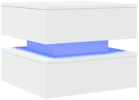 vidaXL Τραπεζάκι Σαλονιού με LED Λευκό 50 x 50 x 40 εκ.