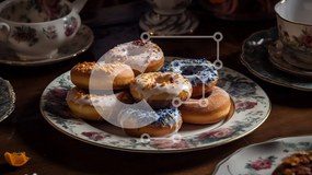 Σετ των 2 Intra Συλλεκτικό Ξύλινο Παζλ Plywood 4mm - Νόστιμα ντόνατς με ποικιλία γαρνιτούρων Σε Ξύλινο Κουτί - Διαστάσεις: 10x10 cm – 25 κομμάτια