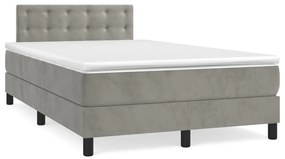 vidaXL Κρεβάτι Boxspring με Στρώμα Ανοιχτό Γκρι 120x190 εκ. Βελούδινο