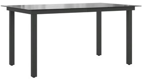 vidaXL Τραπέζι Κήπου Μαύρο 150 x 90 x 74 εκ. από Αλουμίνιο / Γυαλί