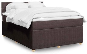 vidaXL Κρεβάτι Boxspring με Στρώμα Σκούρο Καφέ 140x190 εκ. Υφασμάτινο