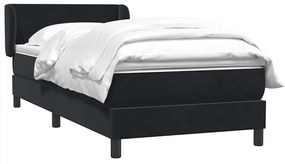 vidaXL Κρεβάτι Boxspring με Στρώμα Μαύρο 90x210 εκ. Βελούδινο