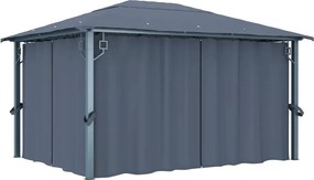 vidaXL Κιόσκι με Κουρτίνα Ανθρακί 400 x 300 εκ. Αλουμινίου