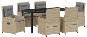 vidaXL Σέτ φαγητού για κήπο 7 pcs Μπεζ συνθετικό ρατάν