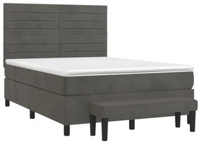 ΚΡΕΒΑΤΙ BOXSPRING ΜΕ ΣΤΡΩΜΑ ΣΚΟΥΡΟ ΓΚΡΙ 140X190 ΕΚ. ΒΕΛΟΥΔΙΝΟ 3137900