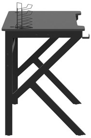 vidaXL Γραφείο Gaming Μαύρο 110 x 60 x 75 εκ. με Πόδια σε Σχήμα Κ