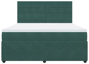 Κρεβάτι Boxspring με Στρώμα Σκούρο Πράσινο 180x200εκ. Βελούδινο - Πράσινο