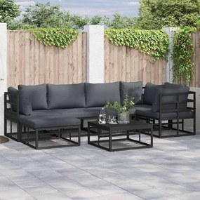vidaXL Σετ Καναπέ Κήπου με μαξιλάρι 6 pcs Μαύρο Αλουμίνιο
