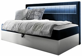 Κρεβάτι continental Baltimore 168, Μονόκλινο, Continental, Μπλε, 80x200, Οικολογικό δέρμα, Ταπισερί, Τάβλες για Κρεβάτι, 92x202x115cm, 76 kg