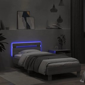 Πλαίσιο Κρεβατιού με Κεφαλάρι και LED Γκρι sonoma 90 x 200 εκ. - Γκρι