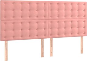 vidaXL Κρεβάτι Boxspring με Στρώμα Ροζ 160x200 εκ. Βελούδινο