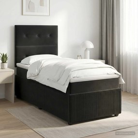 vidaXL Κρεβάτι box spring με στρώμα Μαύρο 100 x 200 cm Βελούδο