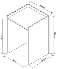 Έπιπλο πλυντηρίου Cuci pakoworld σε oak απόχρωση 60x62x99εκ