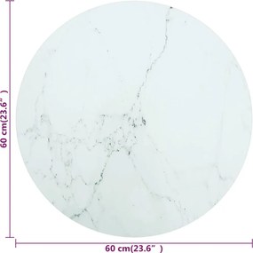 vidaXL Επιφάνεια Τραπεζιού Λευκή Ø60 x 0,8 εκ. Ψημ. Γυαλί Μαρμ. Σχέδιο