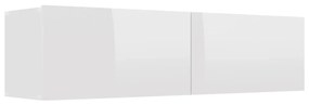 Έπιπλο Τηλεόρασης Γυαλιστερό Λευκό 120x30x30 εκ. Μοριοσανίδα - Λευκό