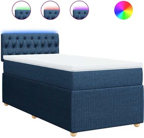 vidaXL Κρεβάτι Boxspring με Στρώμα Μπλε 90x190 εκ.Υφασμάτινο