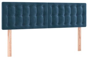 Κρεβάτι Boxspring με Στρώμα &amp; LED Σκ. Μπλε 140x190εκ. Βελούδινο - Μπλε