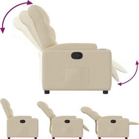 vidaXL Πολυθρόνα Ανακλινόμενη Κρεμ Υφασμάτινη