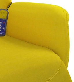 Πολυθρόνα Μασάζ Ανακλινόμενη με Υποπόδιο Κίτρινη Βελούδινη - Κίτρινο