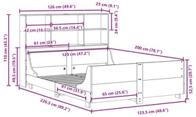 Κρεβάτι Βιβλιοθήκη Χωρίς Στρώμα 120x200 εκ Μασίφ Πεύκο - Λευκό
