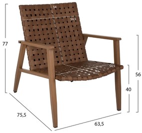 ΠΟΛΥΘΡΟΝΑ FELIPE  ΜΕΤΑΛΛΟ ΟΨΗ ΞΥΛΟΥ &amp; RATTAN ΔΕΡΜΑ-LOOK 63,5x75,5x77εκ.