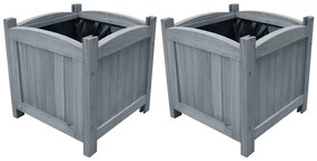 vidaXL Ζαρντινιέρες Υπερυψωμένες 2 τεμ. 30x30x30 εκ. Μασίφ Ξύλο Ελάτης
