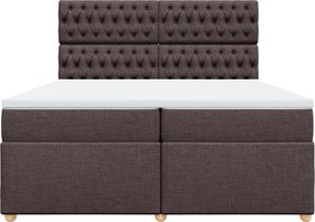 vidaXL Κρεβάτι Boxspring με Στρώμα Σκούρο Καφέ 200x200 εκ. Υφασμάτινο