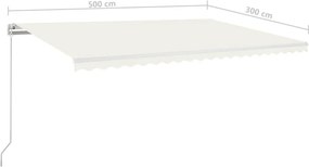 vidaXL Αναδιπλούμενη τέντα Κρεμ 500 x 300 εκ Πολυεστέρας και Αλουμίνιο