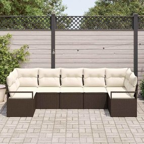 vidaXL Σετ Καναπέ Κήπου 7 pcs Καφέ Πολυ ράταν