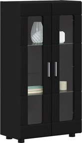 vidaXL Πλαϊνό γραφείο με ράφι με πόρτα FLORIN Μαύρο 55,5 x 29 x 100 εκ