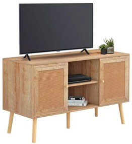 ΕΠΙΠΛΟ TV ΜΕΛΑΜΙΝΗΣ COLM ΜΕ ΠΟΡΤΕΣ RATTAN HM9223.11 ΣΕ ΧΡΩΜΑ ΦΥΣΙΚΟ 120x39x56,5Υεκ.