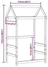 Οροφή Κρεβατιού Παιδική Λευκό 118x70x176,5εκ. Μασίφ Ξύλο Πεύκου - Λευκό