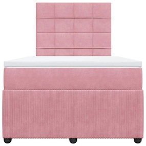 vidaXL Κρεβάτι Boxspring με Στρώμα Ροζ 120x190 εκ. Βελούδινο