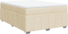 vidaXL Κρεβάτι Boxspring με Στρώμα Κρεμ 140x200 εκ. Υφασμάτινο