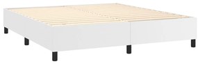 vidaXL Κρεβάτι Boxspring με Στρώμα Λευκό 160x200εκ.από Συνθετικό Δέρμα
