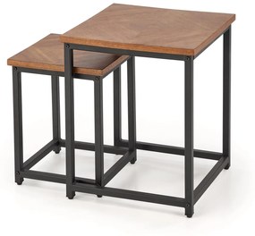 ELZA set of 2 coffee tables, walnut/black