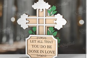 Σετ των 2 Intra απο ξύλο plywood 3mm-4mm πάχος 3D Χριστιανική όρθια διακόσμηση με λέιζερ Δίασταση 30x20 cm INTRAFABR-119722194