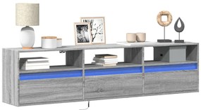 vidaXL Έπιπλο Τοίχου Τηλεόρασης με LED Γκρι Sonoma 180x31x45 εκ.