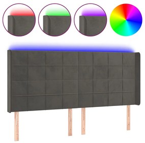 Κεφαλάρι Κρεβατιού LED Σκούρο Γκρι 203x16x118/128εκ. Βελούδινο 3124115