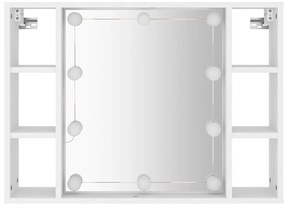vidaXL Έπιπλο Καθρέπτη με LED Λευκό 76 x 15 x 55 εκ.