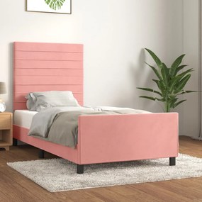 Πλαίσιο Κρεβατιού με Κεφαλάρι Ροζ 90x190 εκ. Βελούδινο