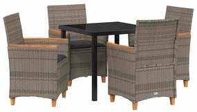 vidaXL Σέτ φαγητού για κήπο 5 pcs Γκρι συνθετικό ρατάν