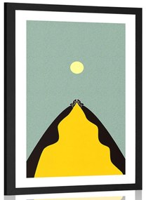 Αφίσα με πασπαρτού Αφηρημένο σχέδιο κορυφής λόφου - 20x30 silver