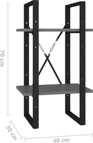 vidaXL Βιβλιοθήκη με 2 Ράφια Γκρι 40 x 30 x 70 εκ. από Επεξ. Ξύλο